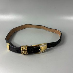 Simon Genuine Black Leather Belt, Size M